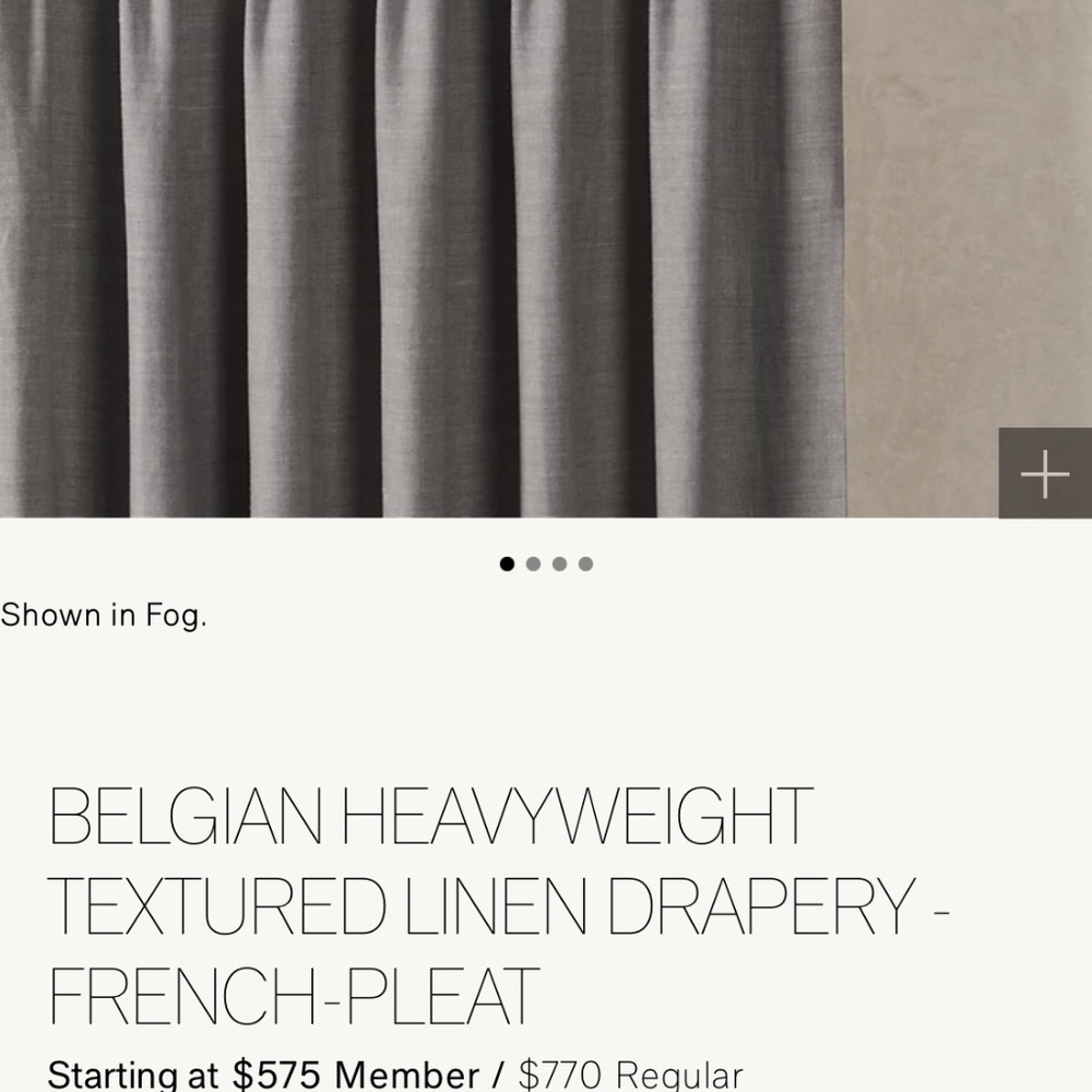 Beautiful Restoration Hardware heavy Belgian linen lined drapery.
